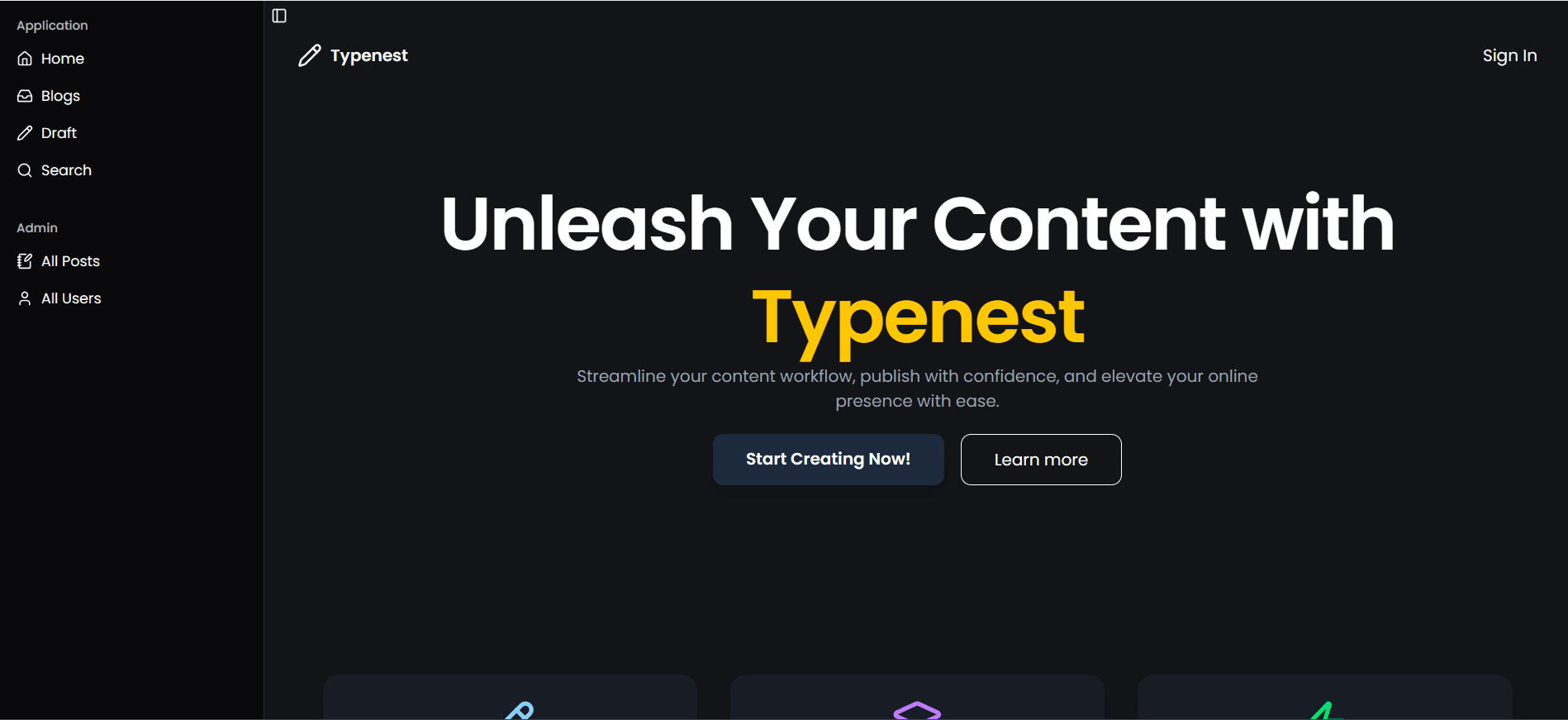 Typenest : A cozy place for writing